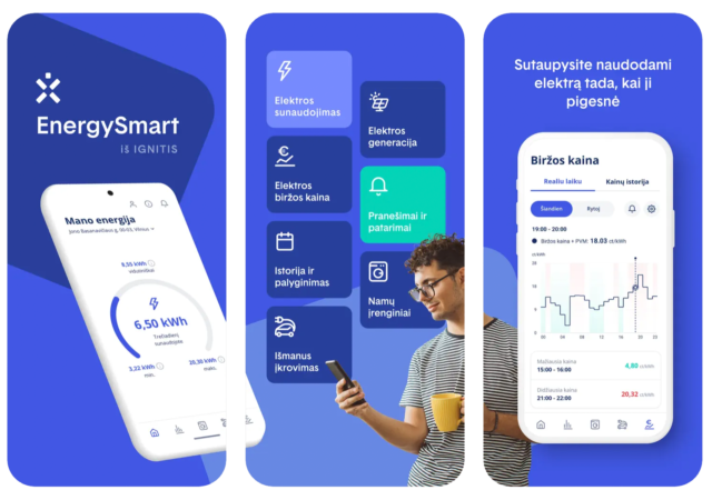 ignitis app energy usage data 